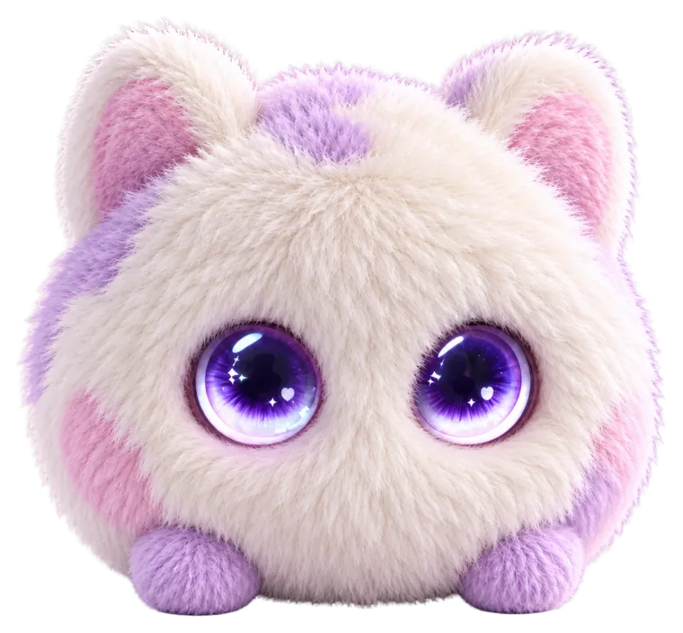 蕾娅：白色毛球带粉紫色斑点和猫咪小耳朵